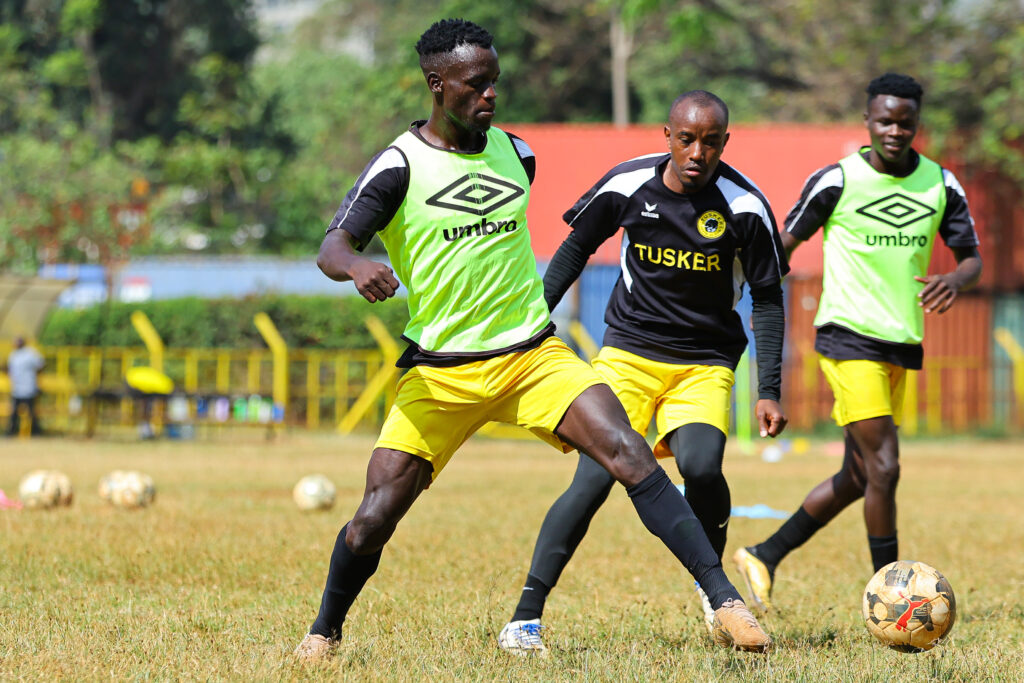 Eric Kapaito and Cliff Oruko during a training session at Ruaraka